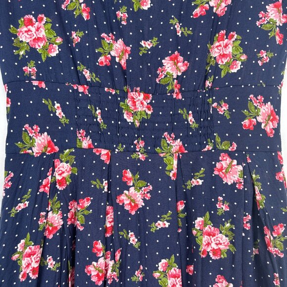 Frock Shop‎ Dress Women's Medium Navy Pink Floral Feminine Fit and Flare - Picture 3 of 14